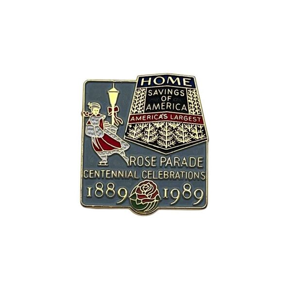 Vintage 1989 Rose Parade Centennial Home Savings Enamel Pin - Picture 1 of 2